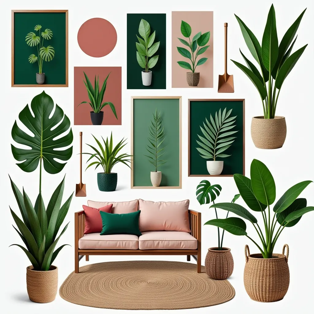 Enchanting Tropical Garden: Forest Green & Dusty Rose