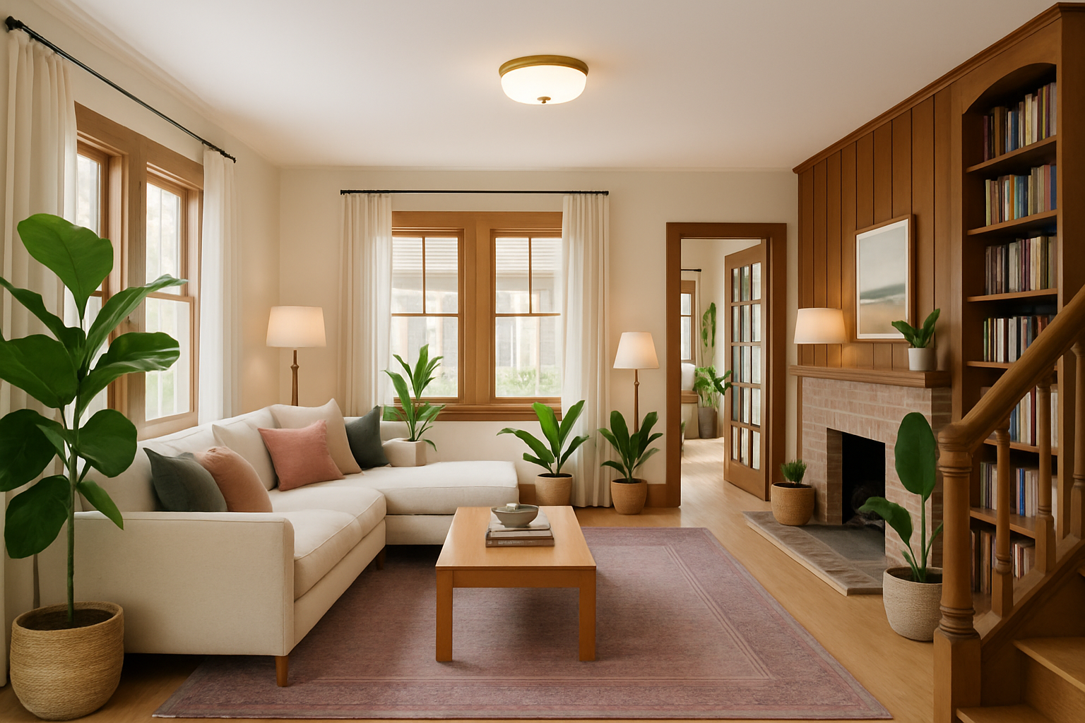 Craftsman Living Room with Modern Elegance