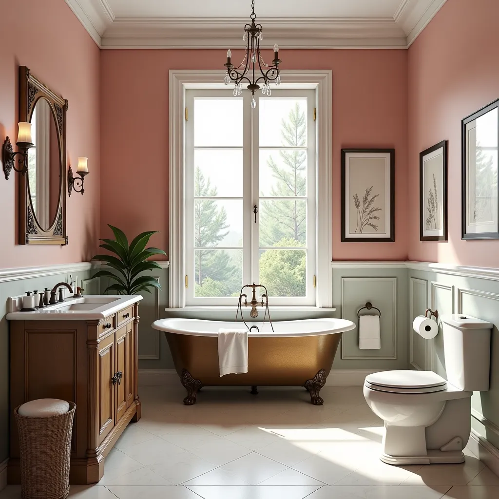 Victorian Elegance: Pastel & Bronze Bathroom Retreat