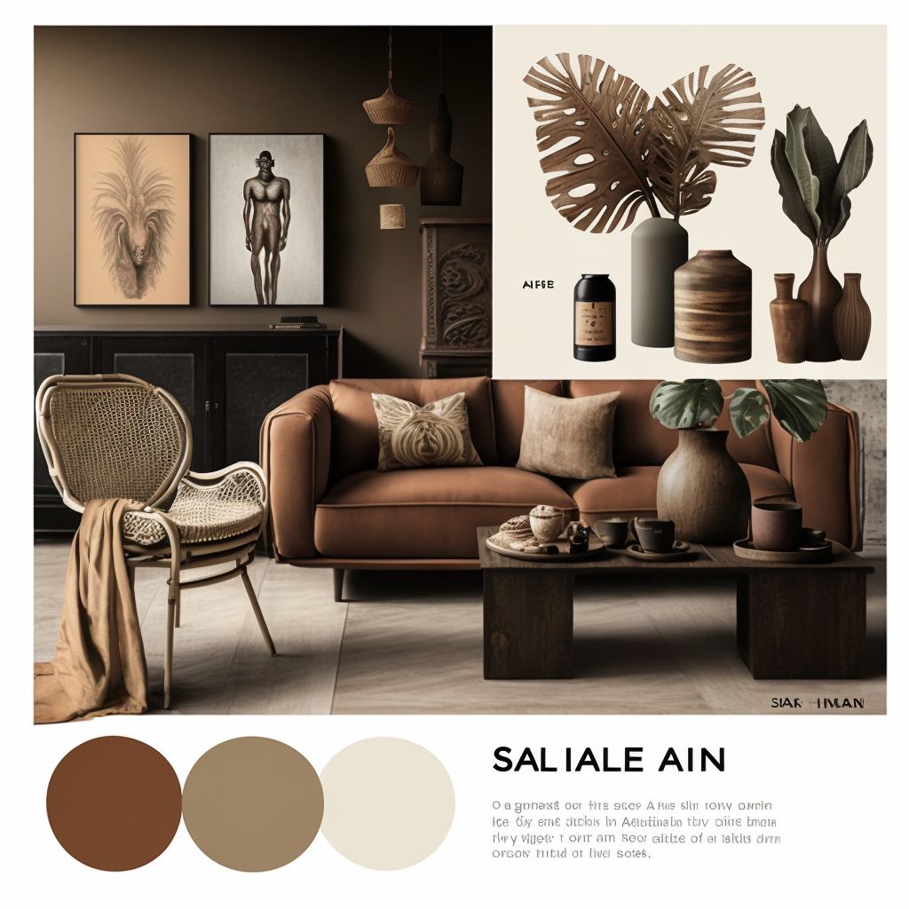 Elegant Living Room: Brown & Beige African-Inspired Design