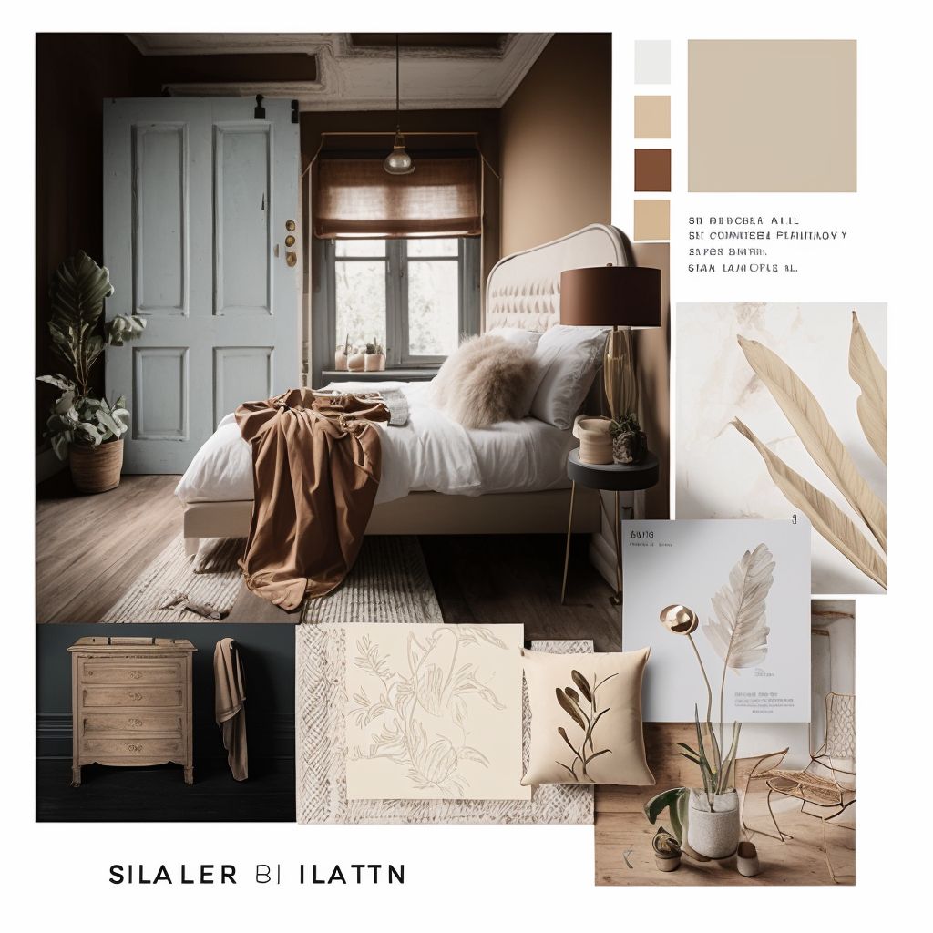 Rustic Bedroom Mood Board: Tan, Beige & Ivory Elegance