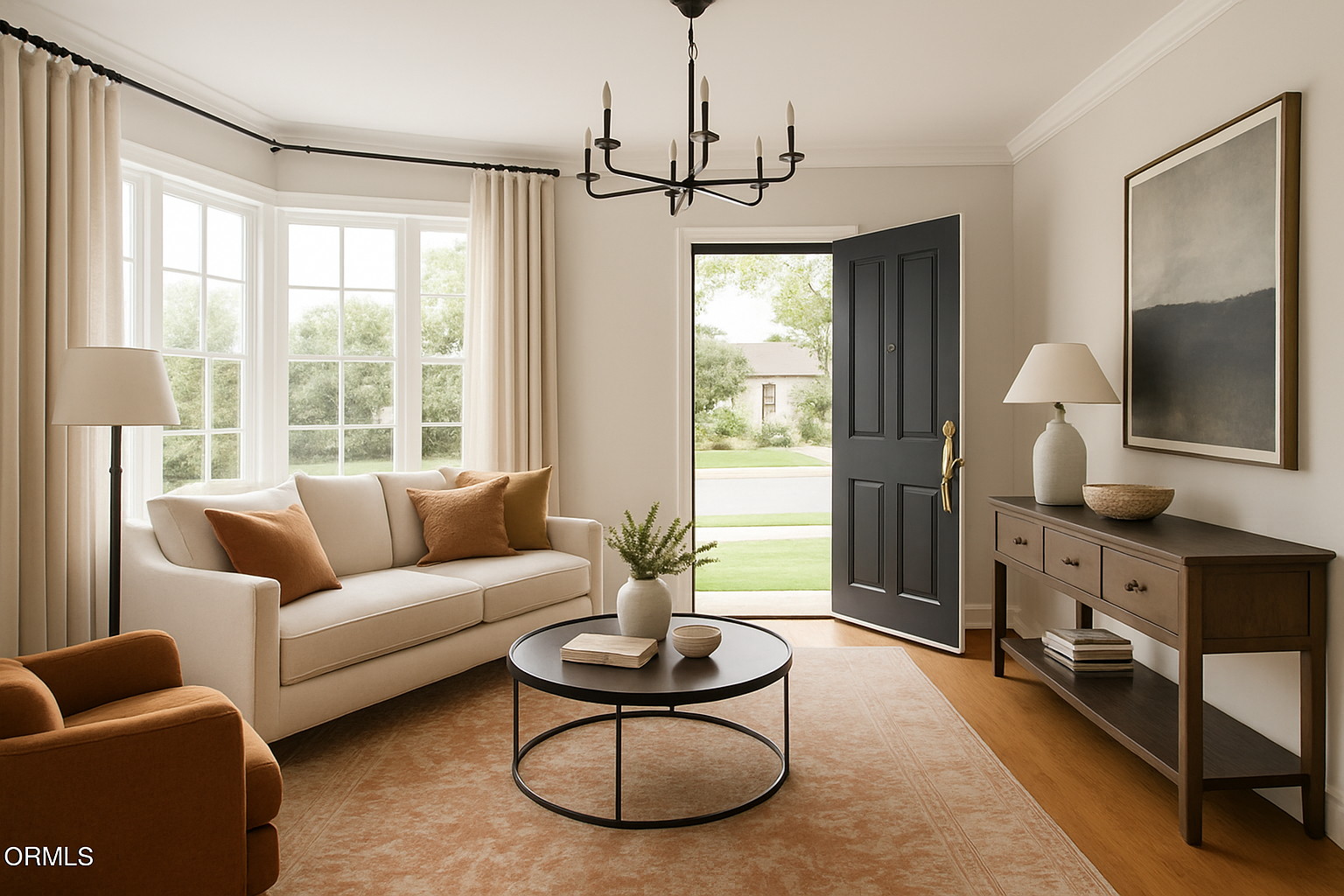 Contemporary Living Room: Warm Tones & Airy Feel
