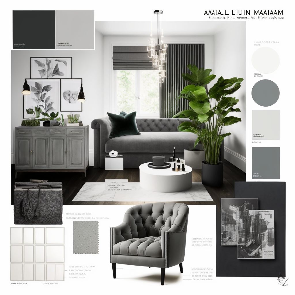 Modern Living Room: White, Light Grey & Dark Grey Elegance