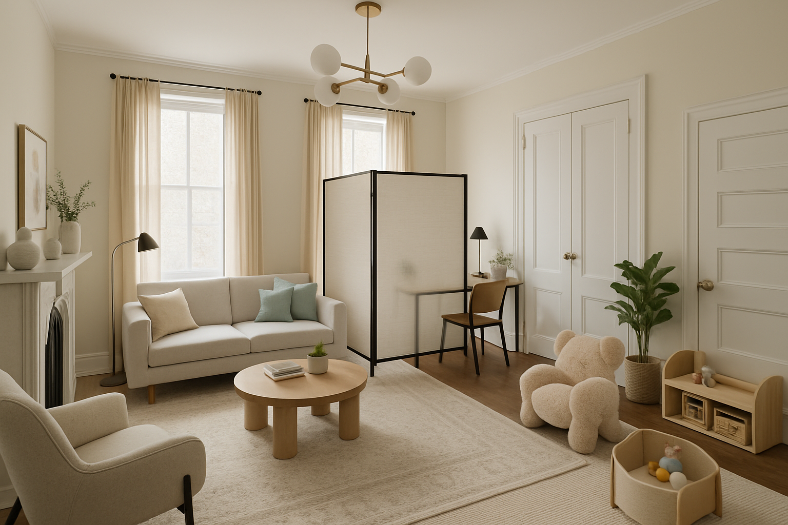 Elegant Contemporary Home Office with Cozy Accents