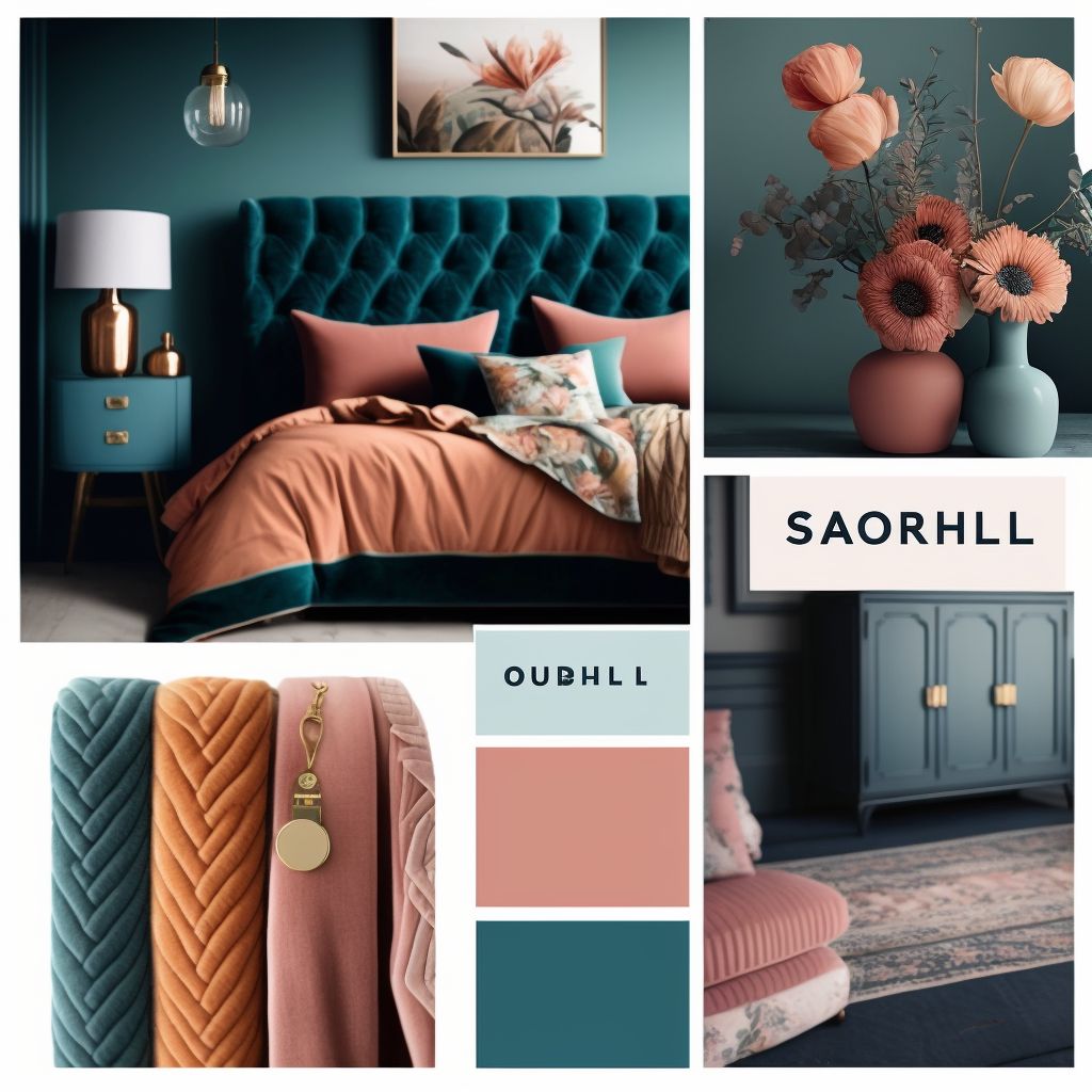 Eclectic Oasis: Teal, Coral & Mauve Bedroom Design