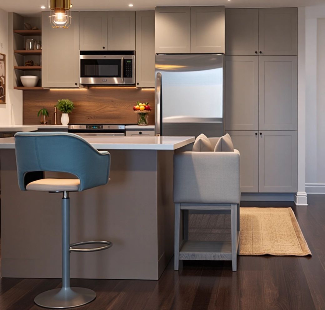 Modern Kitchen with Warm Neutrals and Mid-Century Flair
