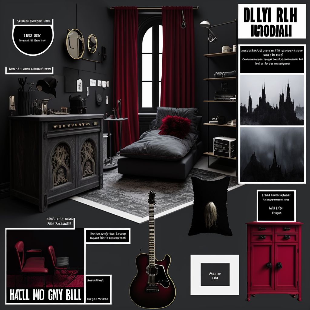 Gothic Bedroom Enigma: Moody Grey, Goth Red & Punk Purple