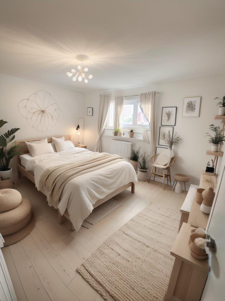 Serene Scandinavian Bedroom with Tan, Beige & Ivory Palette