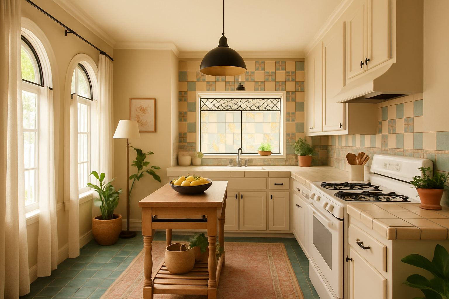 Bohemian Kitchen Design with Forest Green & Dusty Rose