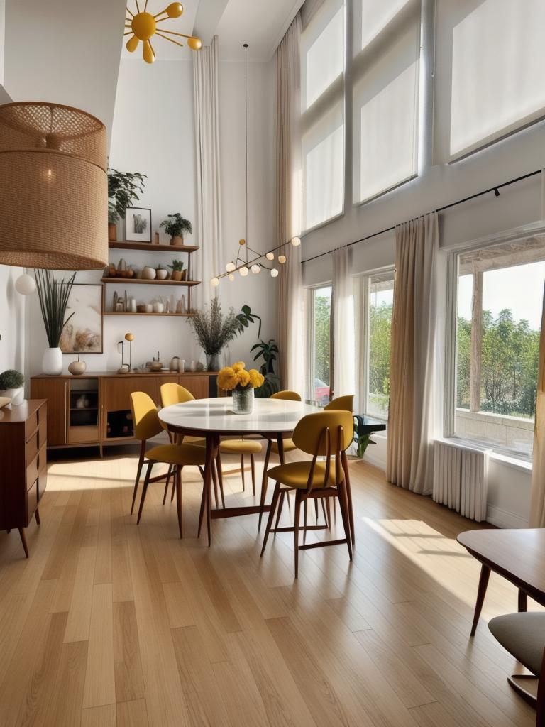 Mid-Century Modern Dining Room with Vibrant Rust & Terra Cotta
