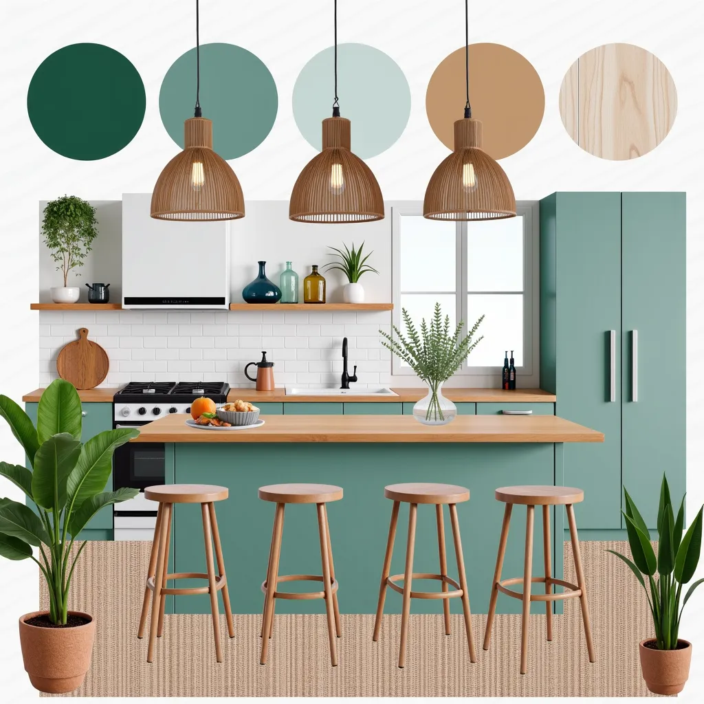 Bohemian Kitchen Bliss: Open Concept with Vibrant Hues
