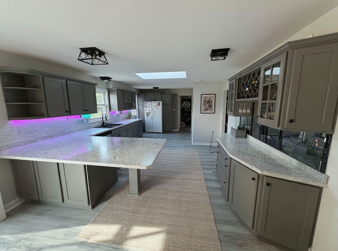 Modern Kitchen Masterpiece with Chic Gray & Beige Accents