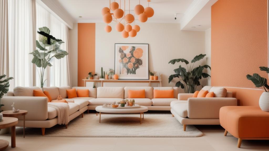 Elegant Contemporary Living Room with Terracotta and Vert Beige