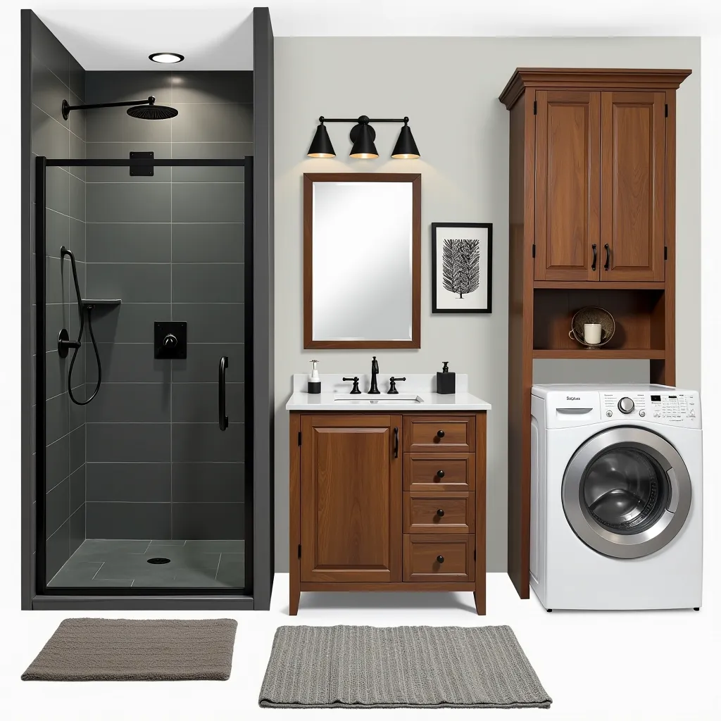 Rustic Masculine Bathroom: Charcoal & Silver Elegance
