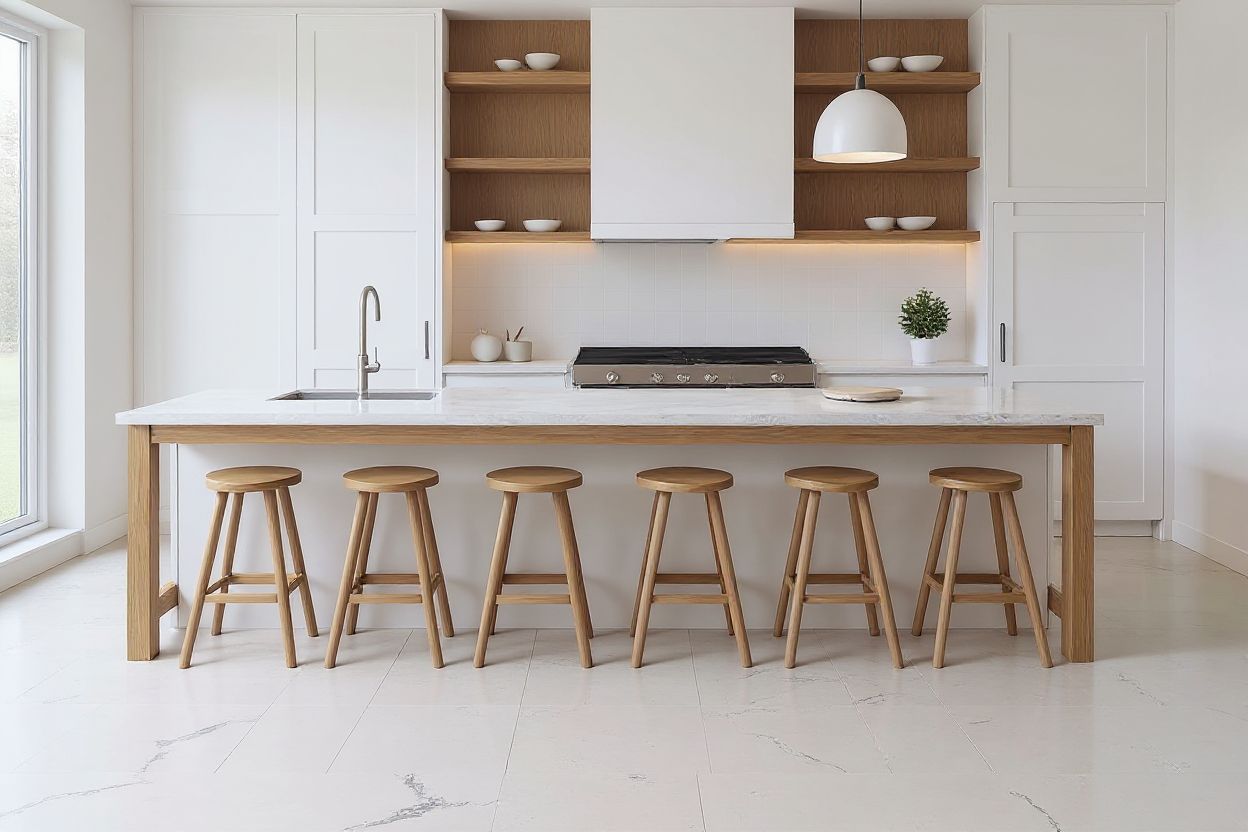 Modern Kitchen Elegance: White & Oak Harmony