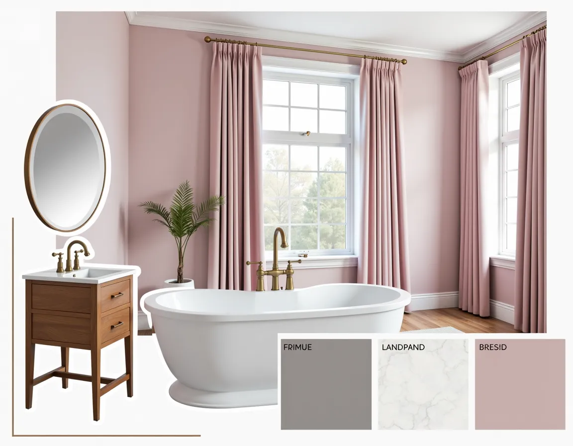 Traditional Bathroom Elegance: Lavender & Pink Harmony