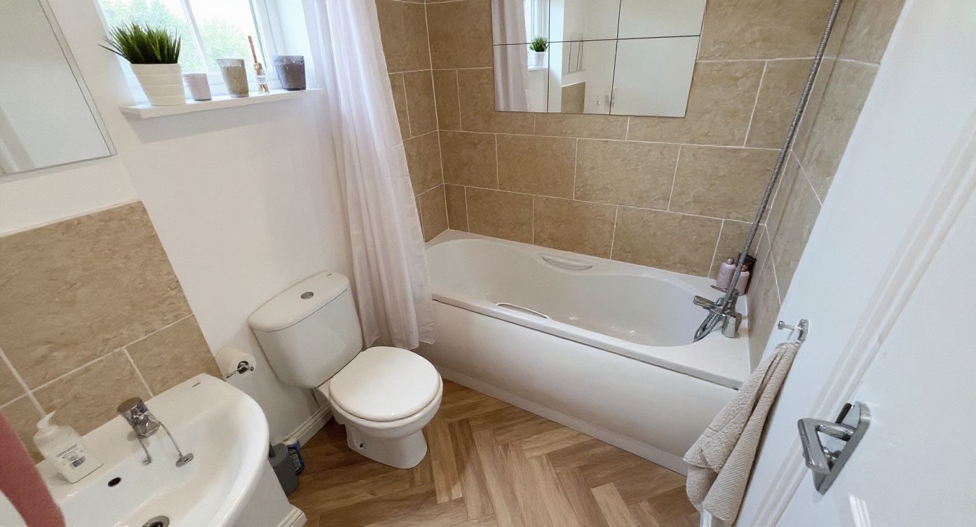 Serene Minimalist Bathroom with Elegant Wood Accents