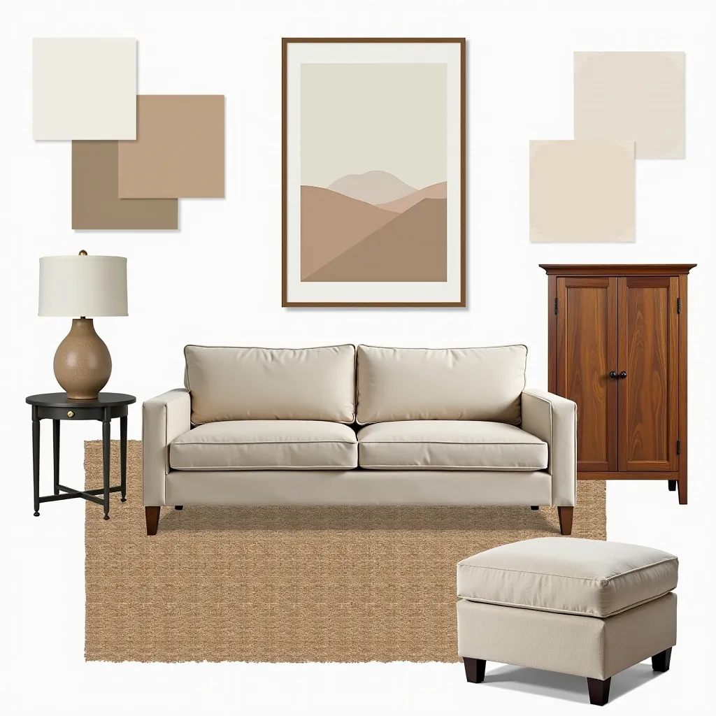 Farmhouse Living Room: Cozy Elegance in Tan & Ivory