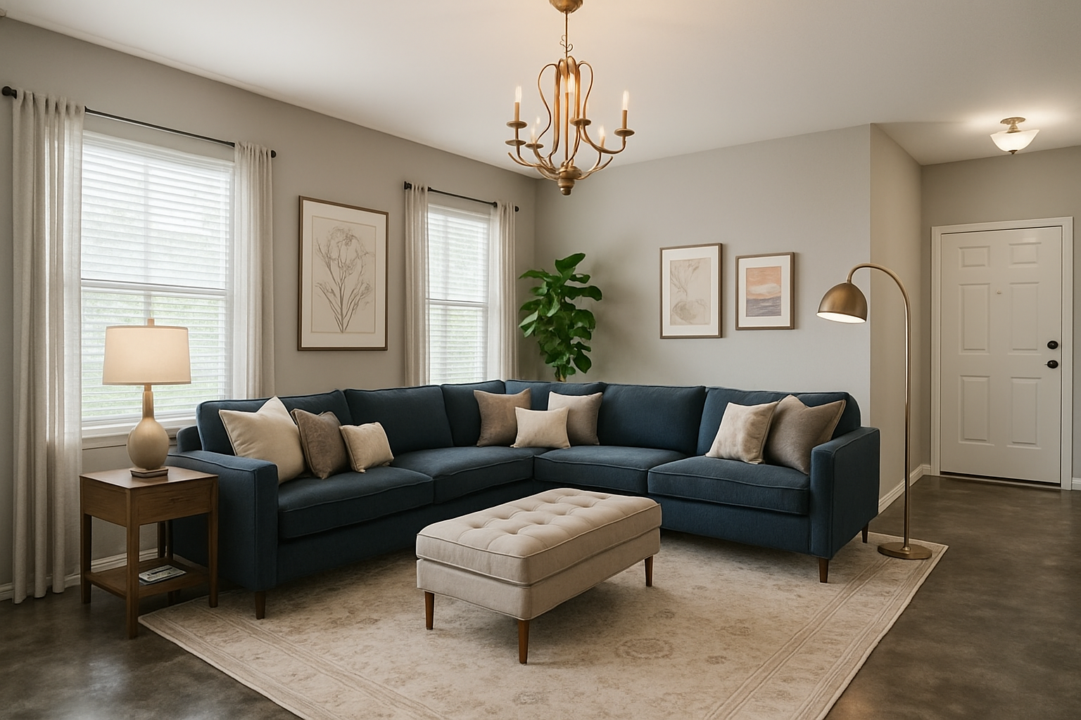 Eclectic Living Room with Charcoal and Silver Elegance