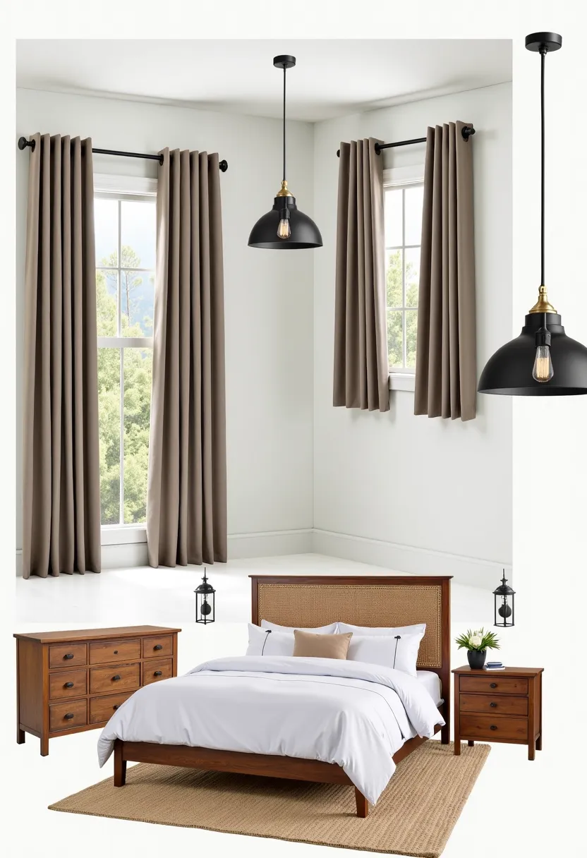 Craftsman Bedroom Design with Forest Vibes & Industrial Accents