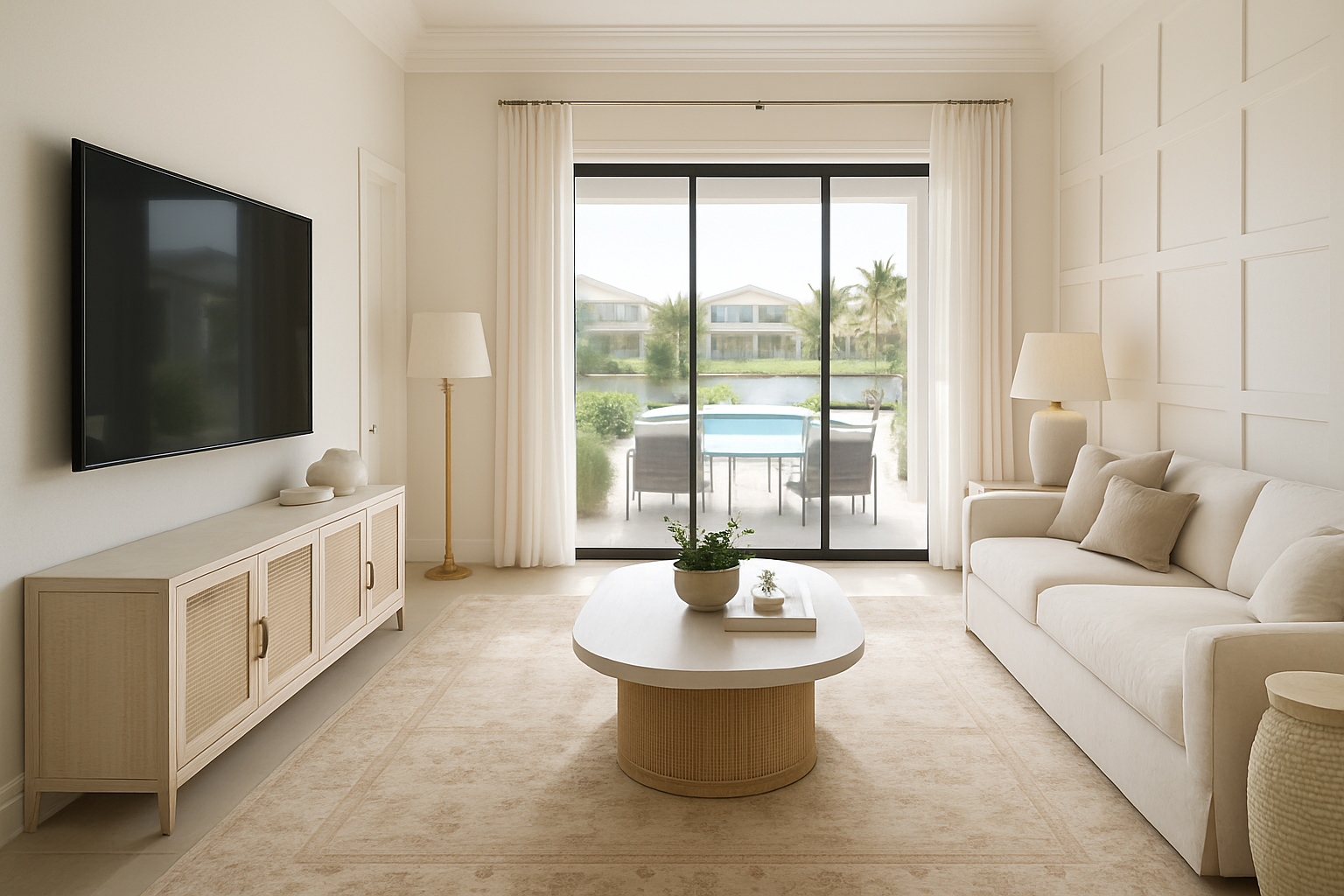 Bright Contemporary Living Room with Coastal Charm