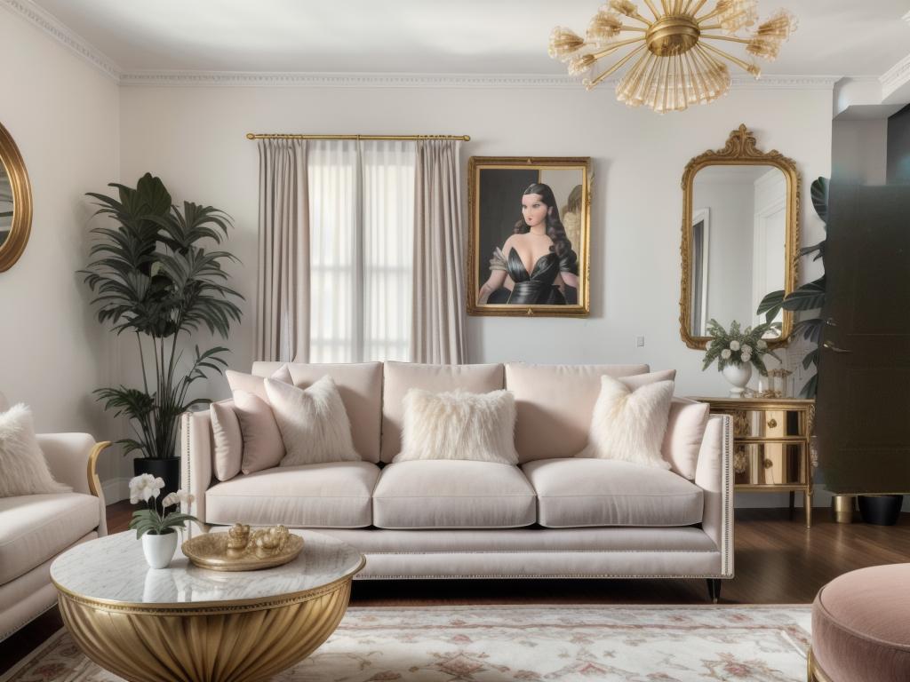 Glamorous Hollywood Regency Living Room Design