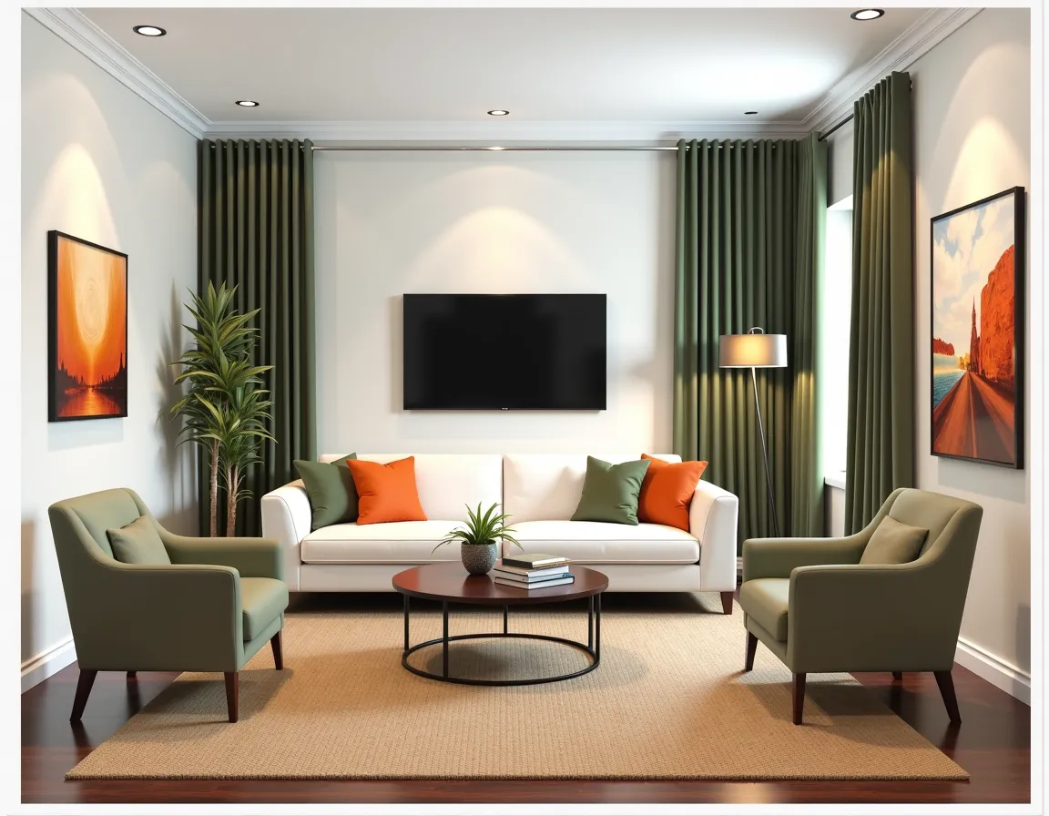 Jewel-Toned Contemporary Living Room Design