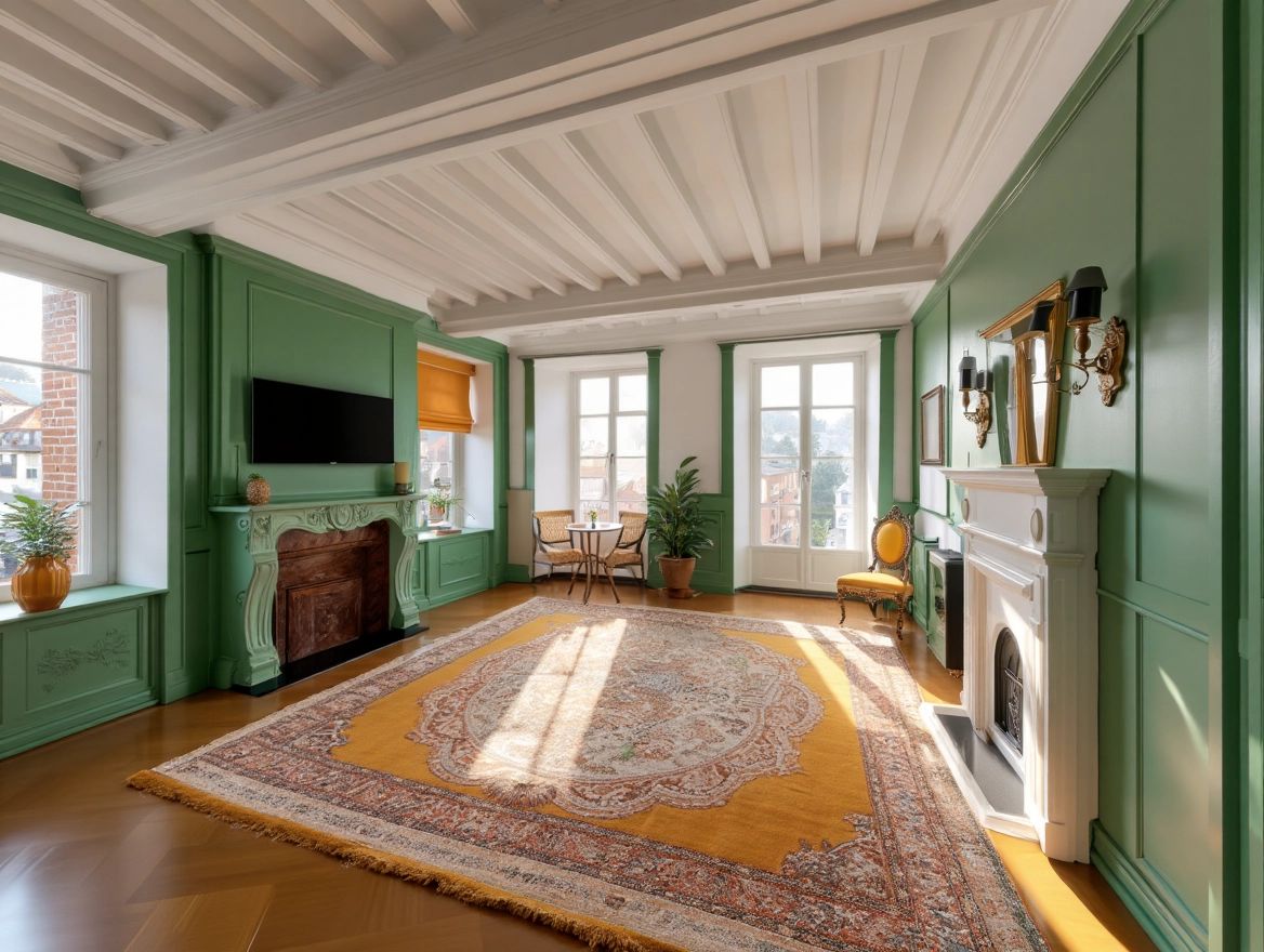 Victorian Living Room: Elegance in Green & Burnt Orange