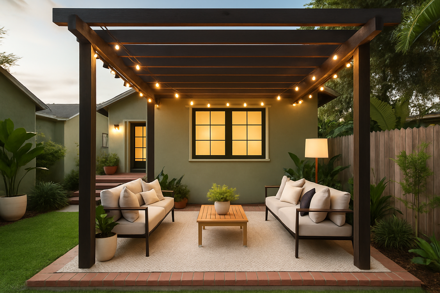 Contemporary Garden Oasis with Pergola Retreat