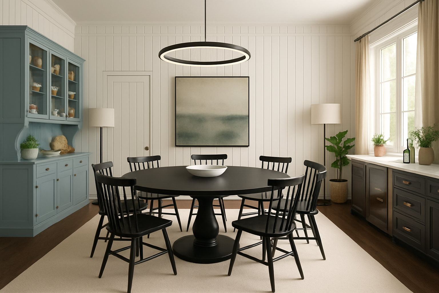 Eclectic Dining Room with Modern Touches and Bold Contrasts