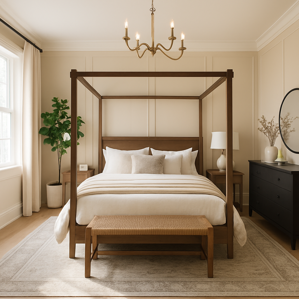 Elegant Transitional Bedroom with Natural Charm