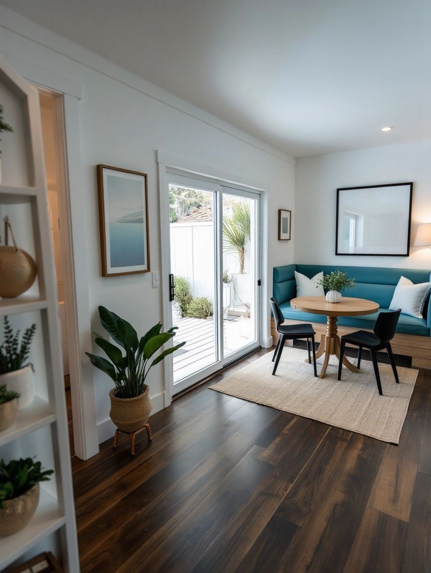 Coastal Dining Room with Ocean Tones and Natural Light