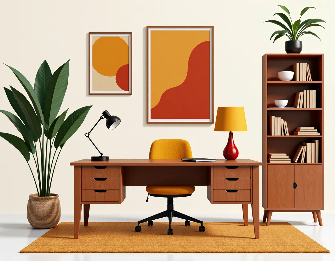 Scandinavian Home Office: A Burst of Warm Colors
