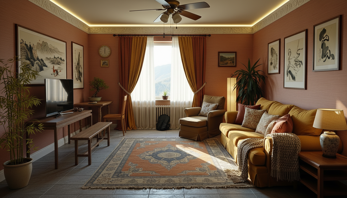 Asian Zen Living Room: Bold Colors, Complete Transformation