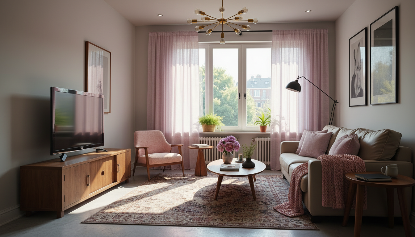 Lavender Mid-Century Modern Living Room Redesign