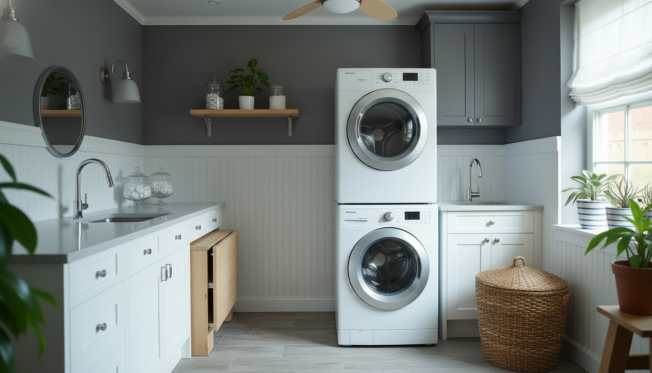 Coastal Charcoal Laundry Room Redesign