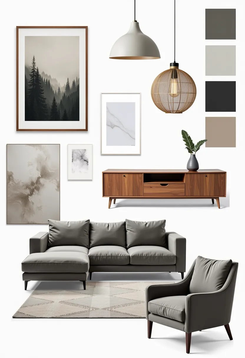 Modern Living Room: Sleek Greys and Chic Comfort