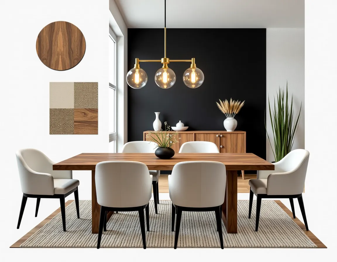 Rustic Modern Dining Room: Elegance in Black, Gold & White