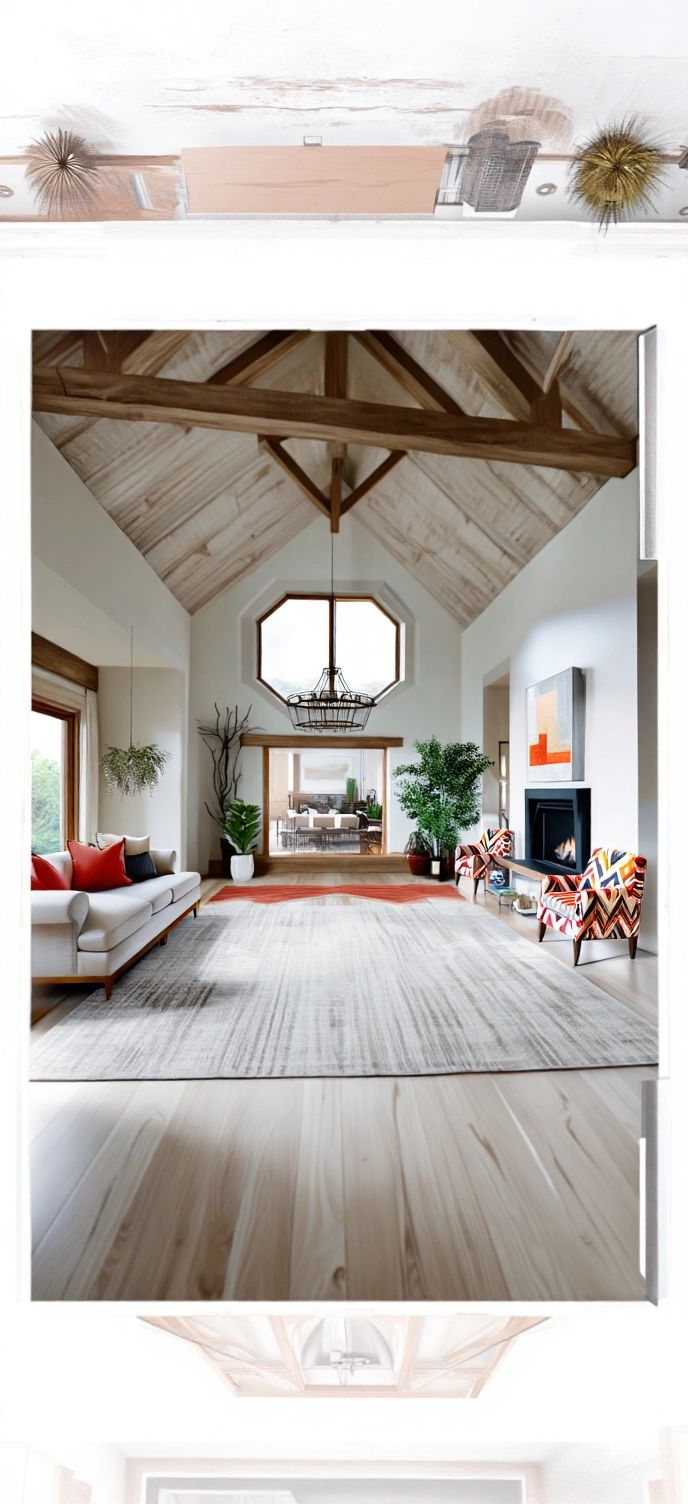 French Country Living Room with Vibrant Warm Tones