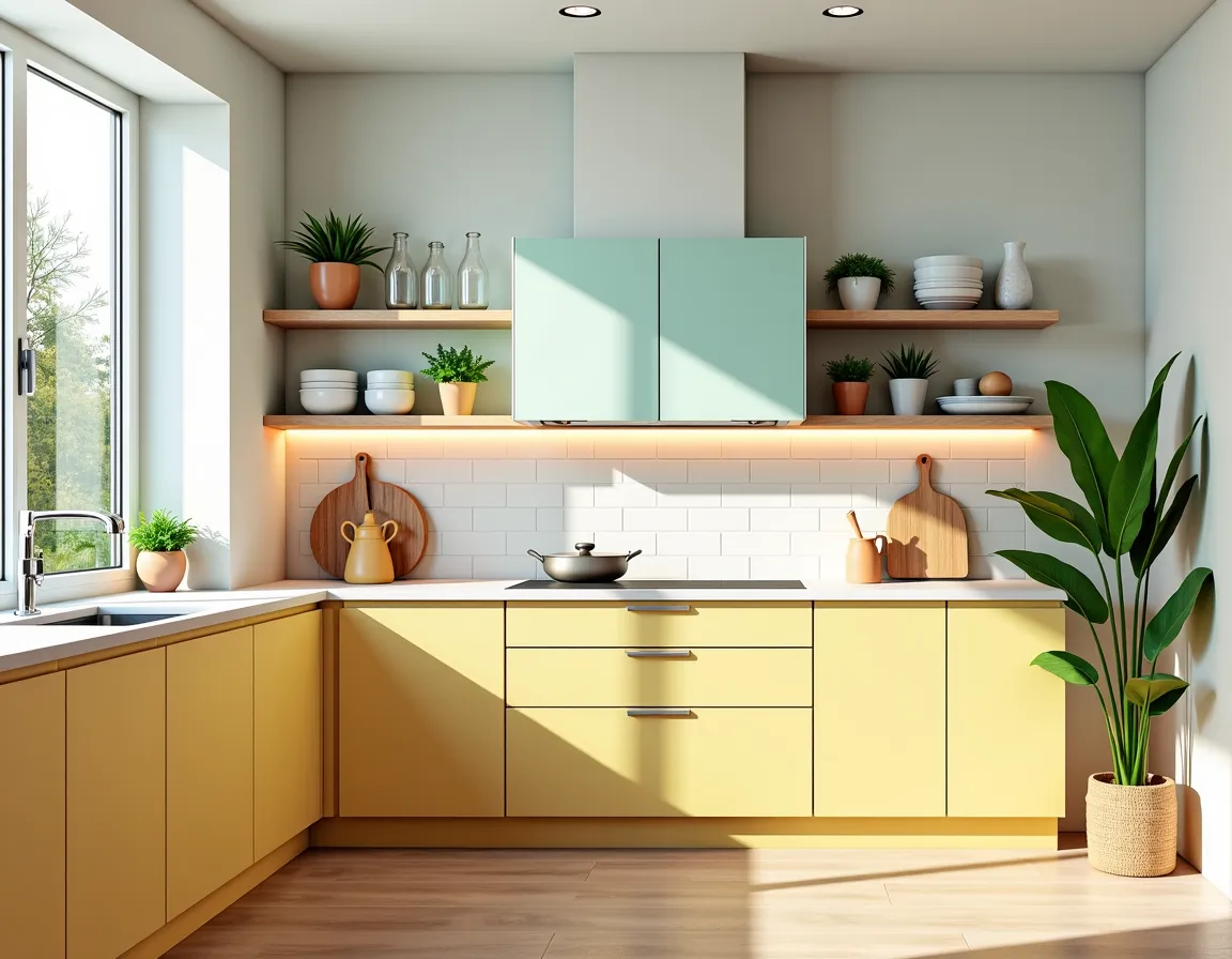 Contemporary Dining Room: Mint Green & Peach Harmony