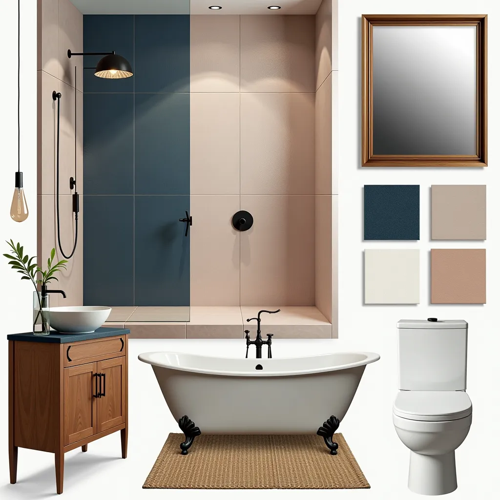 Art Deco Bathroom Design: Navy, Rose & Elegance