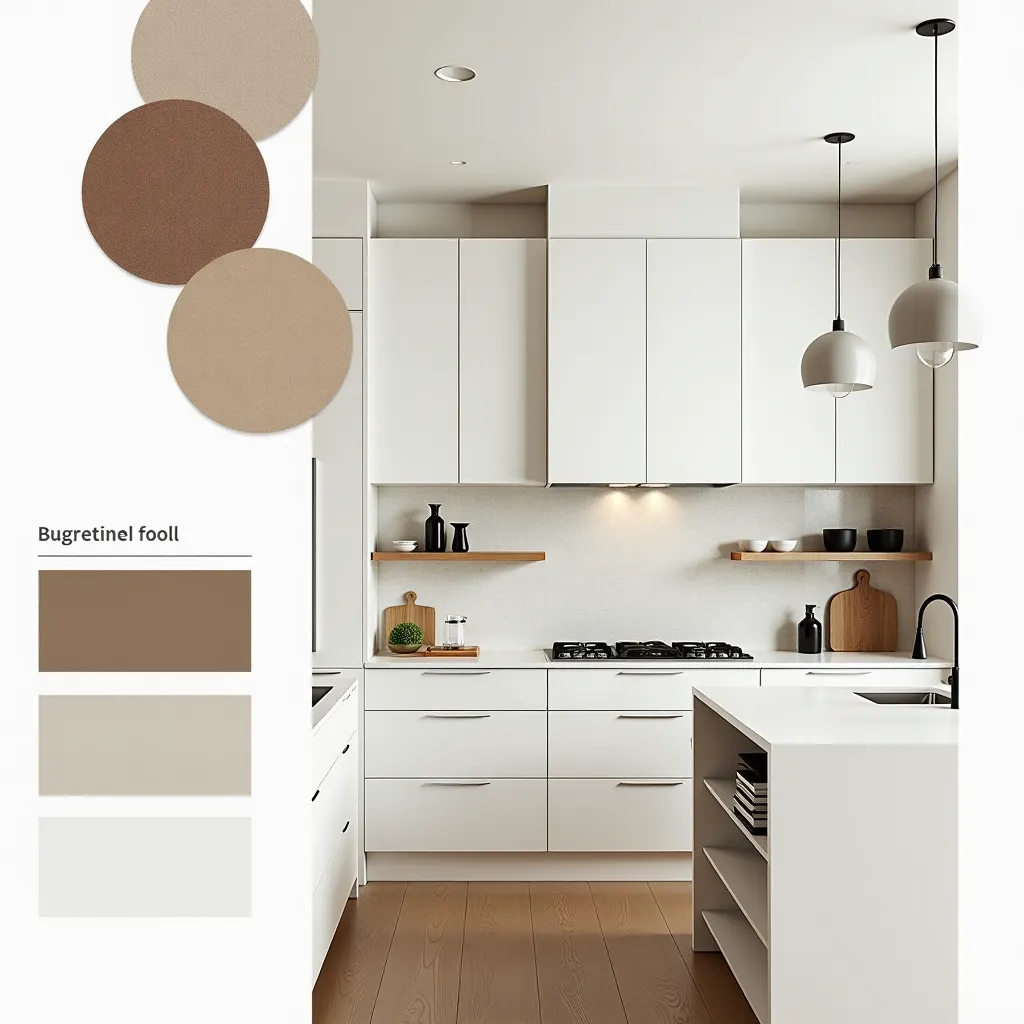 Contemporary Kitchen Design: White, Beige & Light Brown