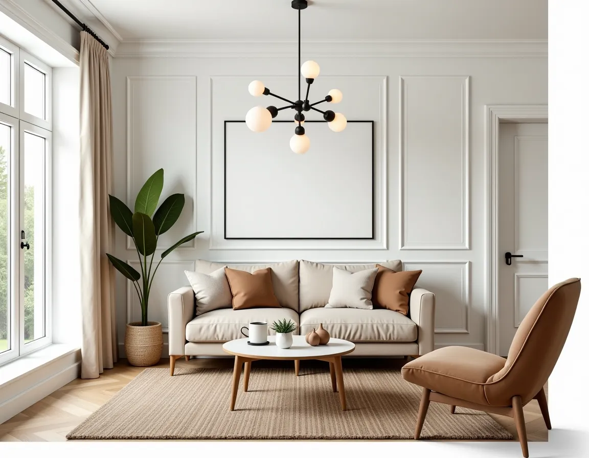 Sophisticated Minimalist Living Room with Earthy Hues