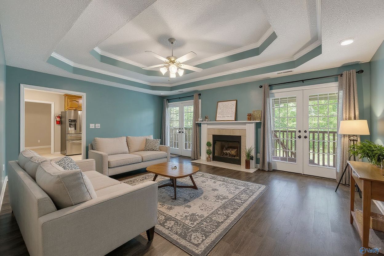 Modern Living Room with Slate Blue, Grey & Teal Elegance