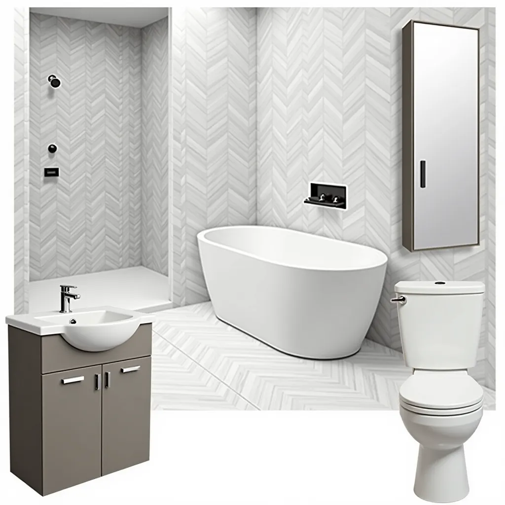 Transitional Bathroom Elegance: White & Grey Harmony