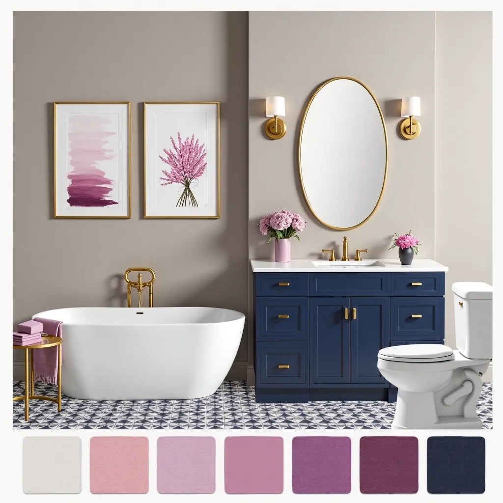 Art Deco Bathroom: Pink & Purple Elegance