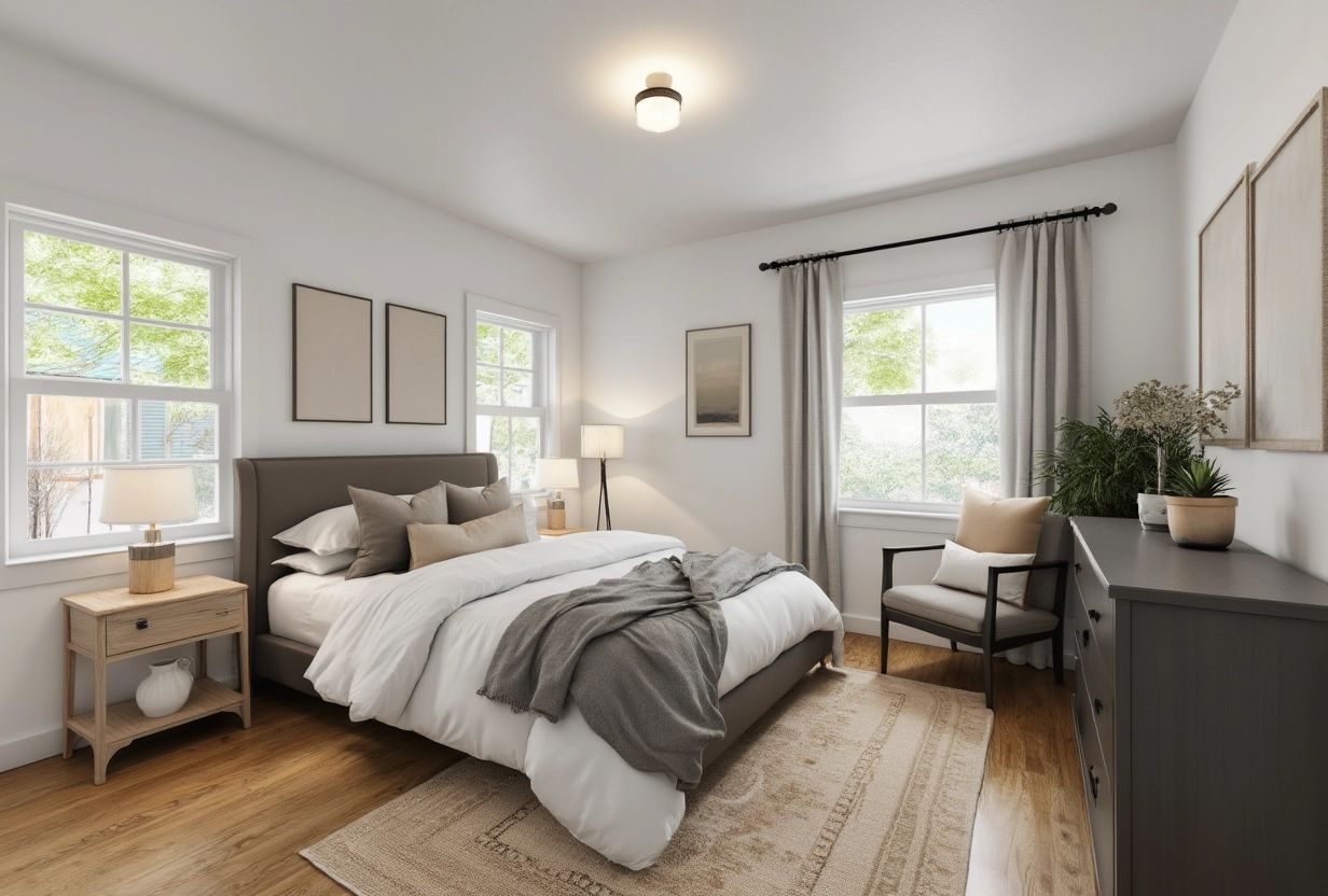 Craftsman Bedroom: Cozy Elegance in White & Beige
