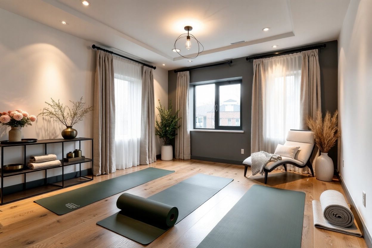 Elegant Contemporary Yoga Studio with Serene Aesthetics