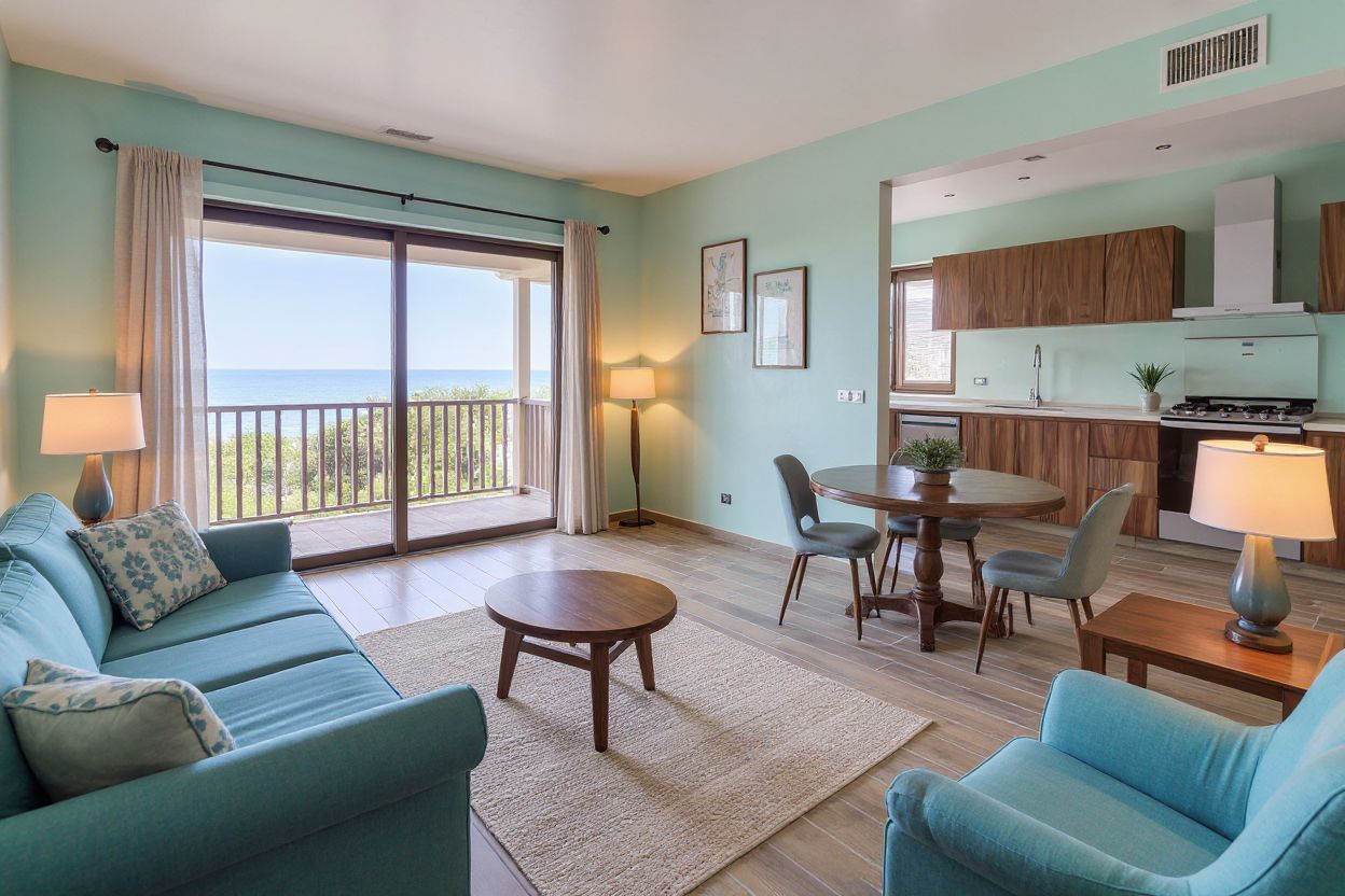 Serene Coastal Living Room with Vintage Charm