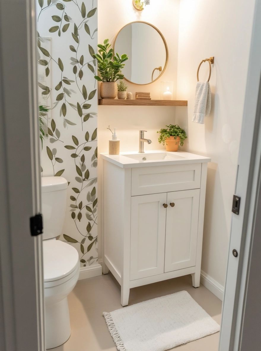 Serene Minimalist Bathroom with Olive Branch Accents
